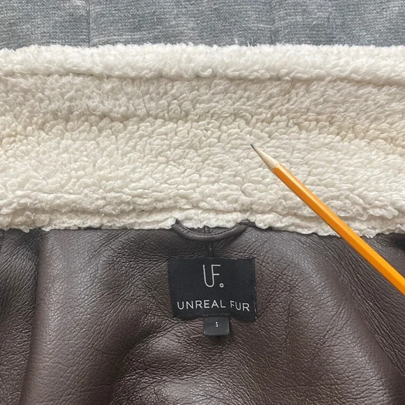 UNREAL FUR Symbiosis Aviator Jacket Faux Leather / Sherpa Fur Size S - Picture 16 of 16